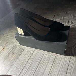 Ann Taylor Black Heels with Silver Block Heel